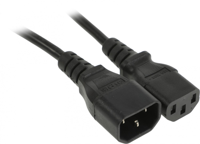 Шнур питания Hyperline PWC-IEC13-IEC14-1.8-BK C13-С14 проводник.:3x0.75мм2 1.8м 250В 10А упак.:1шт черный