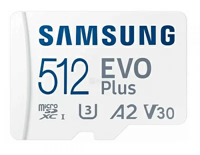 Карта памяти Samsung microSDXC 512GB EVO PLUS microSDXC Class 10 UHS-I, U3 + SD адаптер MB-MC512KA/EU