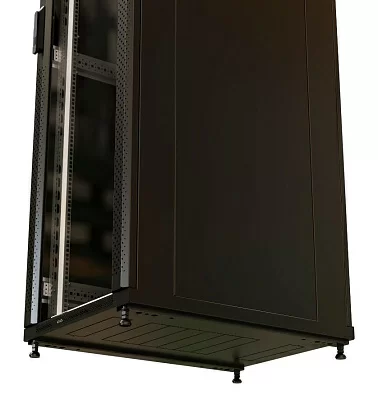 Шкаф коммутационный WRline (WR-TT-2766-AS-RAL9004) напольный 27U 600x600мм пер.дв.стекл задн.дв.стал.лист 2 бок.пан. 800кг черный 510мм 1388мм IP20 сталь