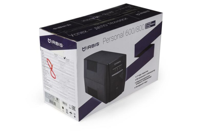 Источник бесперебойного питания IRBIS UPS Personal 800VA/480W, Line-Interactive, AVR, 3xC13 outlets, USB, 2 year warranty