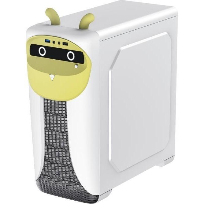 GameMax Корпус Cute OWL W-Y без БП Midi Tower, ATX, Бело-желтый, 1*USB3.0 + 2*USB2.0, 2*120мм