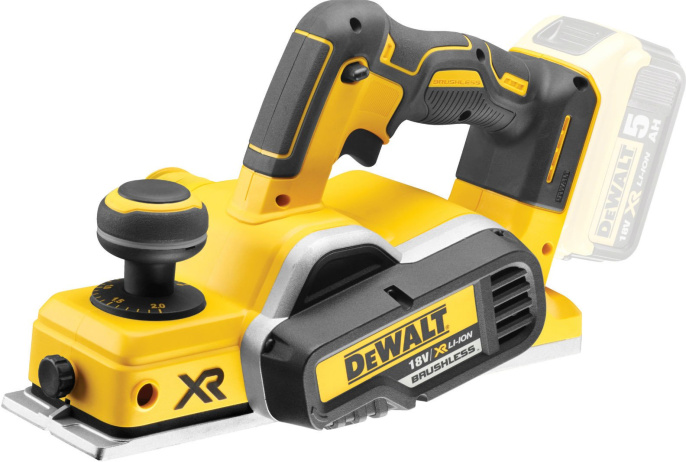 Электрорубанок DeWalt DCP580NT DCP580NT-XJ бесщеточный, аккумуляторный, Li-Ion, 15000 об/мин, глубина строгания: 2 мм, ширина плоскости: 82 мм, двухсторонние ножи, без аккумулятора в комплекте