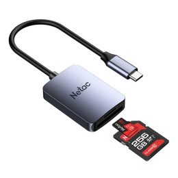 NETAC Картридер Netac WK12 WK12GYCN USB3.2 SD, SDHC, SDXC, microSD, microSDHC, microSDXC, Серебристый