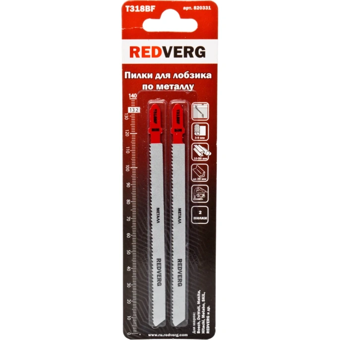 Пилка для лобзика по стали T318BF быстрый рез, BIM 2 шт. REDVERG 6623562