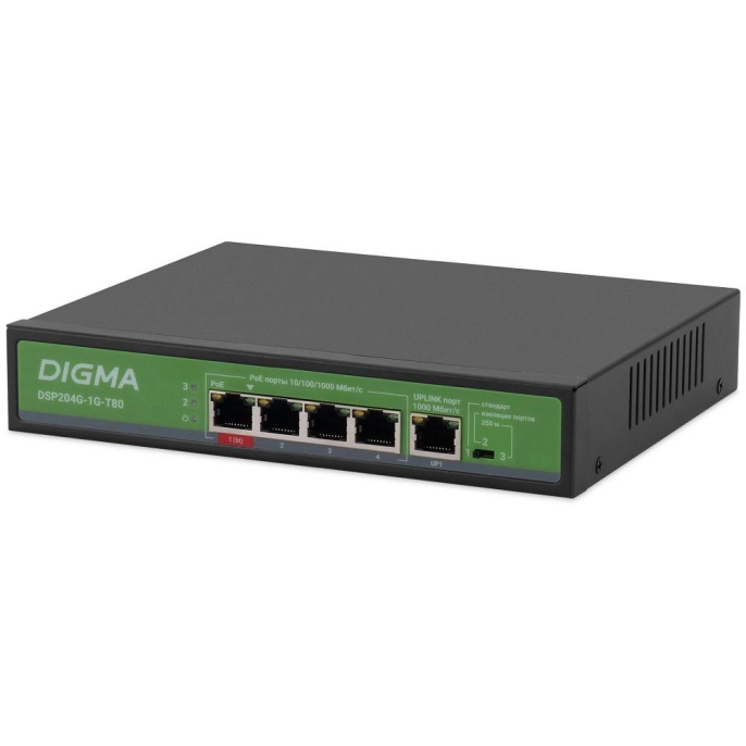 Коммутатор Digma DSP204G-1G-T80, неуправляемый