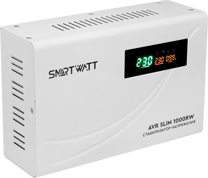 Стабилизатор напряжения Smartwatt AVR Slim 1000RW 1000ВА белый 4512020310001