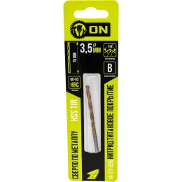 Сверло по металлу HSS TIN 3.5x70 мм, нитридтитановое покрытие On 14-21-035