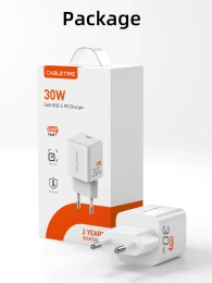 Сетевое зарядное устройство CABLETIME GA30W (CT-GAN30-PW) GaN PD3.0 30 Вт, белый