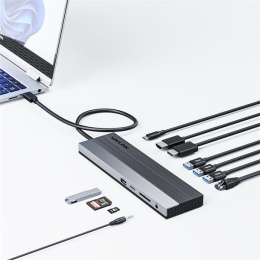 док-станция Docking Station WAVLINK USB-C Triple Display /85W PowerDelivery/2xUSB3.0/2xUSB2.0/1xUSB C/1xDP/2xHDMI/1xGigabit LAN/1xAudio In/Out/1xSD/Micro SD CardReader WL-UMD08