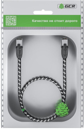 GCR Патч-корд PROF прямой 3.0m, UTP медь кат.6, STRONG черно-белый нейлон, ethernet high speed 10 Гбит/с, T568B, GCR-52778