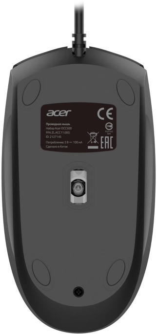 Комплект (клавиатура+мышь) Acer OCC500, USB, проводной, черный [zl.acc11.00g]