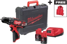 Промо-набор Milwaukee M12 BPDMC-202C (4933499465) (включает: дрель-шуруповерт M12 BPD-202С, 2 аккумулятора M12 B2, зарядное устройство С12С, пуховый жилет Milwaukee)