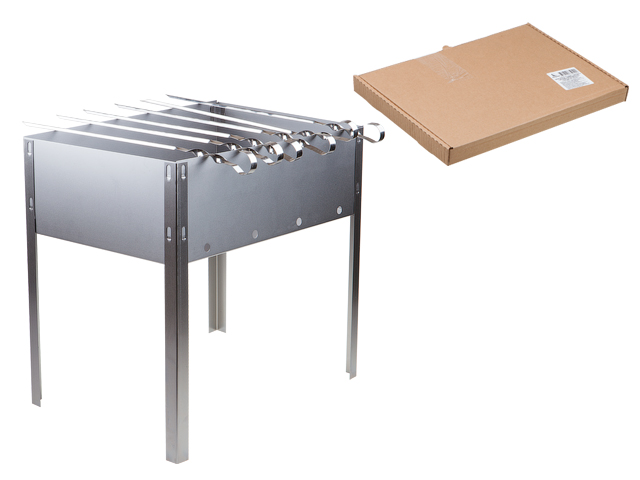 Мангал сборный "Походный" с шампурами в г/карт.кор.350х250х350х0,4толщ,6 шамп. угол. ,PERFECTO LINEA 47-750490