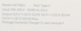 Сетевое зарядное устройство ZMI HA716,  USB-C, 20Вт, 3A, белый [ha716 white]