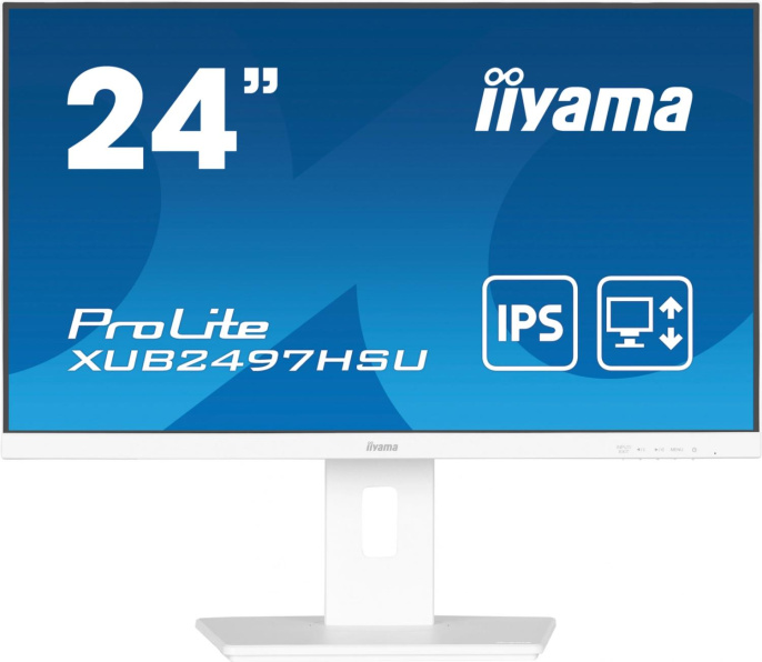 23.8" Монитор Iiyama ProLite XUB2497HSU-W2, 1920x1080, IPS, 100Гц, 1хHDMI, 1хDP, белый