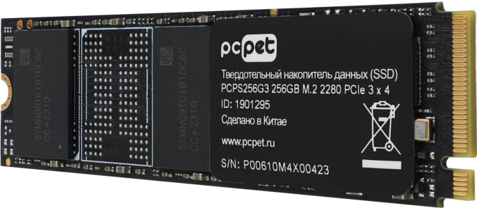 SSD накопитель PC PET PCPS256G3 256ГБ, M.2 2280, PCIe 3.0 x4,  NVMe,  M.2,  oem