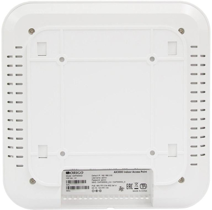 Точка доступа ORIGO OAP3000GI,  AX3000,  2.4/5ГГц,  2xRJ45,  белый [oap3000gi/a1a]