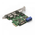 Контроллер сетевой ExeGate EXE-362 (PCI-E x1 v2.0, LAN UTP 1000Mbps + 2*USB3.0 ext. + 1*19pin int. (внутренние коннекторы для подключения 2*USB3.0 портов на корпусе), разъем доп.питания, Chipset VL805 + RTL8153B) EX290278RUS