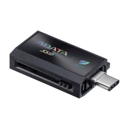 Твердотельный накопитель ADATA External SSD SC730, 512GB, Type-C, Type-A, USB 3.2 Gen2, R/W 600/600 MB/s, 36.8x23.8x9.7mm, Black 5 лет (SC730-512G-CACTI)