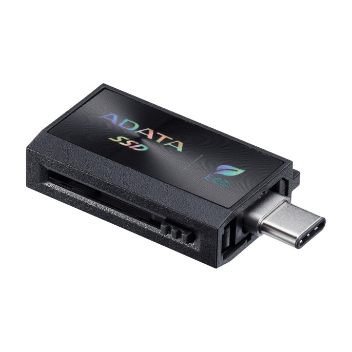 Твердотельный накопитель ADATA External SSD SC730, 512GB, Type-C, Type-A, USB 3.2 Gen2, R/W 600/600 MB/s, 36.8x23.8x9.7mm, Black 5 лет (SC730-512G-CACTI)