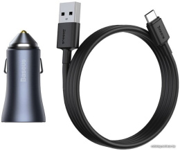 Автомобильное зарядное Baseus TZCCJD-A0G Golden Contactor Pro Dual Quick Charger Car Charger 2 USB 40W кабель USB-Type-C 5A 1m , Выходы: USB 1 - 20W, USB 2