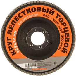 Круг лепестковый торцевой по металлу 125x22 мм, P60 SANTOOL 060203-125-060