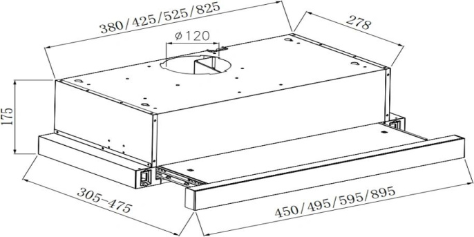 Встраиваемая вытяжка WEISSGAUFF TEL 500 Glass, управление кулисные переключатели, черный [438277]