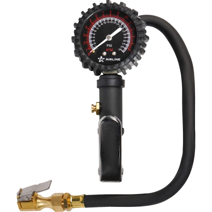 Пистолет для накачки шин с манометром Airline PRO 16АТМ, с клапаном сброса ATBU007