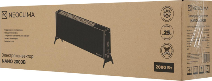 Конвектор Neoclima Nano,  2000Вт,  с терморегулятором, черный [ut-00000439]