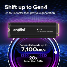 Накопитель SSD M.2 2280 M PCI Express 4.0 x4 Crucial 1Tb P310 CT1000P310SSD5 7100/6000 MBps QLC