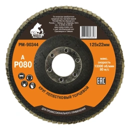 Круг лепестковый торцевой по металлу (125х22 мм; Р80) Русский Мастер РМ-90344
