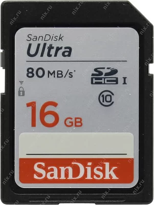 Карта памяти SanDisk Ultra SDSDUNC-016G-GN6IN SDHC Memory Card 16Gb UHS-I U1 Class10