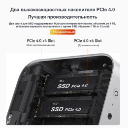 Мини-компьютер Beelink SER9 AMD Ryzen AI 9 HX 370, RAM 32 ГБ, SSD 1000 ГБ, AMD Radeon 890M, серебристый BL/Ryzen_AI_9HX370,32/1TB/Milky Grey