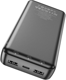 Мобильный аккумулятор Hoco J100A 20000mAh 2.1A 2xUSB-A черный 28547230