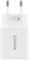 Сетевое зарядное устройство Digma DGW2D,  USB-A,  USB-C, 20Вт, 3A, белый [dgw2d0f110wh]