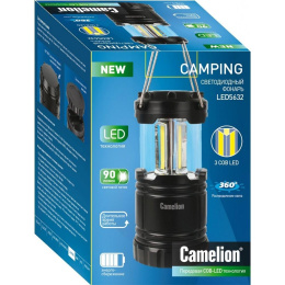Camelion LED5632 фонарь для кемпинга 3XR03, черный, 3X COB LED, пласт. кор.