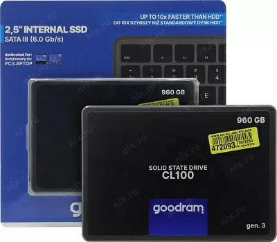 Накопитель SSD 960 Gb SATA 6Gb/s Goodram CL100 SSDPR-CL100-960-G3 2.5"