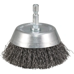Щетка проволочная чашечная (75 мм, толщина проволоки 0.3 мм, гофрированная, металл, 1/4") Makita D-76445