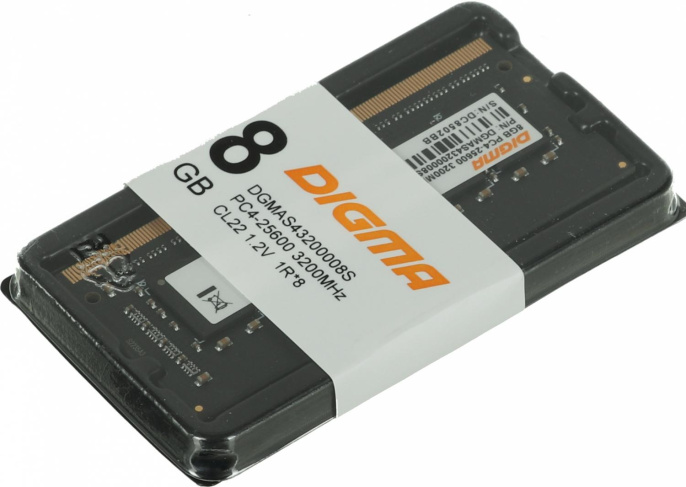 Память DDR4 8GB 3200MHz Digma DGMAS43200008S RTL PC4-25600 CL22 SO-DIMM 260-pin 1.2В single rank Ret