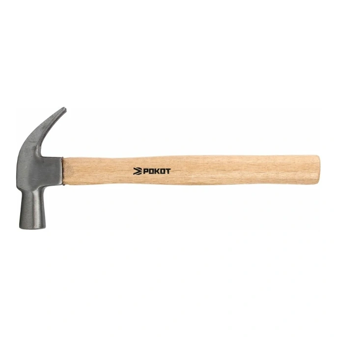 Молоток-гвоздодер РОКОТ 450 г, боек 27 мм, деревянная рукоятка 615-089