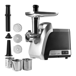 Мясорубка Galaxy Line GL2423 7020424230 2200 Вт, производительность: 2.6 кг/мин, реверс, материал корпуса: металл/пластик, 3 формовочных диска, 3 терки, цвет: серебристый, черный