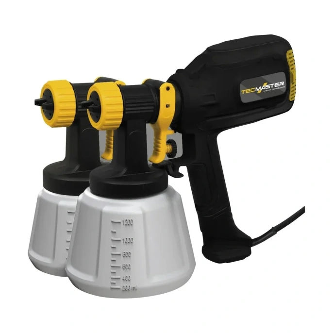 Электрический краскопульт TECMASTER T1200 с двумя насадками и комплектом форсунок 1231200