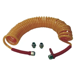 Шланг пневматический полиуретановый спиральный (7 м, 6.5х10 мм, наружная и внутренняя резьба M22x1.5 сталь, 10-16 бар, желтый) HQ-mech HQ-AH104-710YELLOWM22-IR