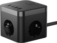 Удлинитель с сетевым зарядным устройством Baseus E00066400117-00 PowerCombo Cube Power Strip 3AC+2U+2C 30W 1.5m EU Cluster Black (BPS30-3E)