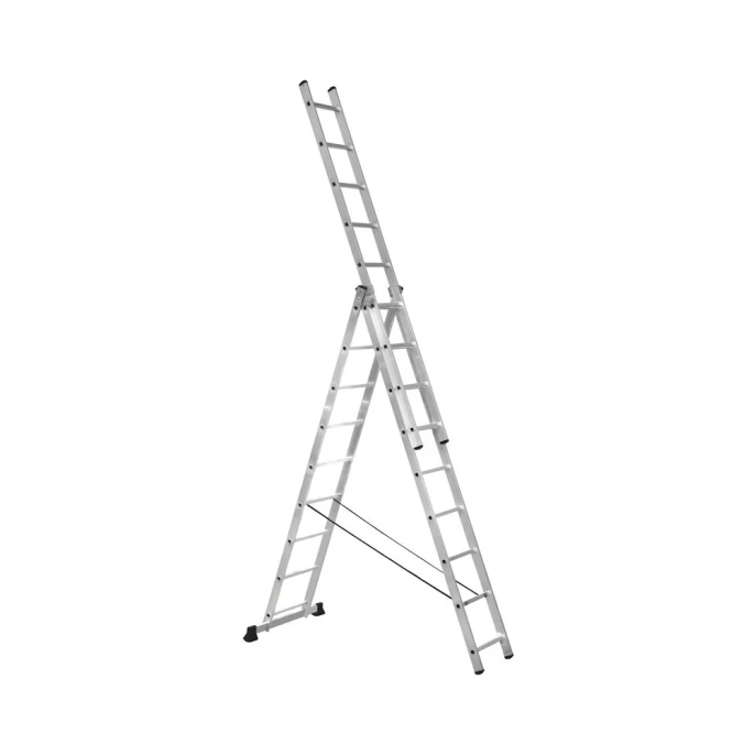 Универсальная алюминиевая трехсекционная лестница Topfort 3x9 ступеней 1688095