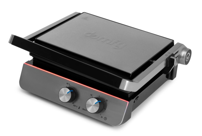Электрогриль DOMFY Metal DSM-EG502,  черный и серебристый