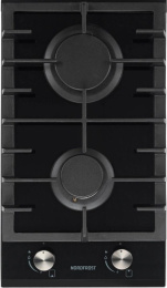 Газовая варочная панель NORDFROST HM 3023 B,  2 конфорки,  закаленное стекло,  черный