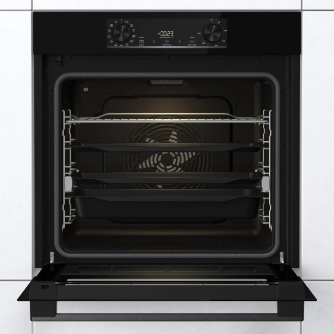 Духовой шкаф электрический Gorenje BPS6737E14BG,  77л,  дверца с 4 стеклами,  черный