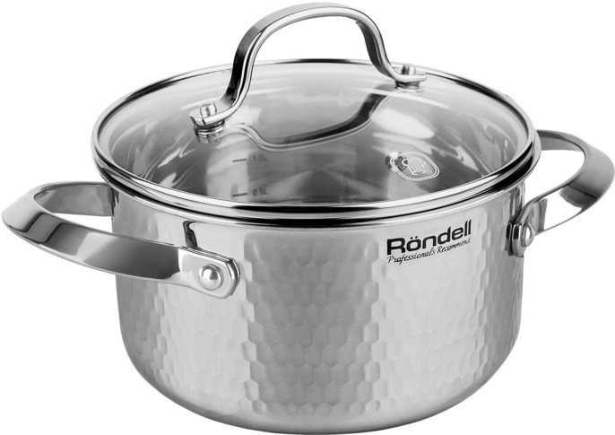 Кастрюля Rondell RainDrops RDS-1293 2.4л. d 18см с крышкой стальной