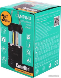Camelion LED5632 фонарь для кемпинга 3XR03, черный, 3X COB LED, пласт. кор.